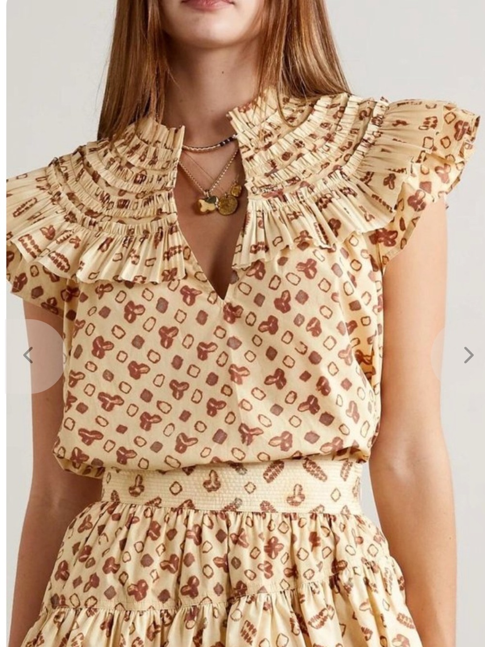 Ulla Johnson 100% Cotton Poplin Ruffled Cap Sleeve Tie Vneck Solina Top Size 2